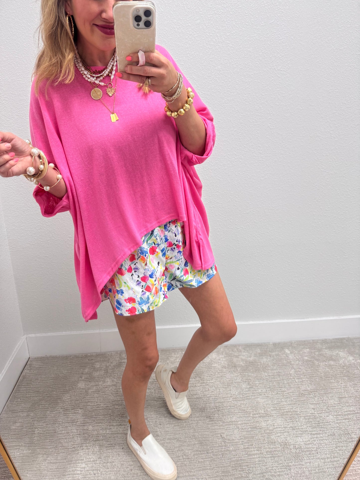 Colorful Print Smocked Waist Shorts