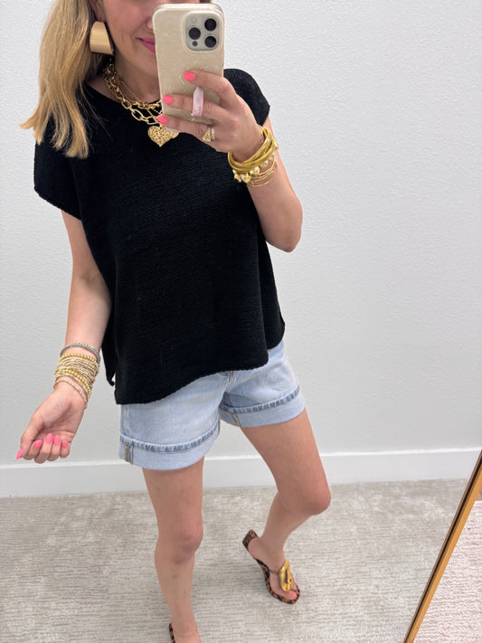 Aug11- Black  Knit Sweater Tank