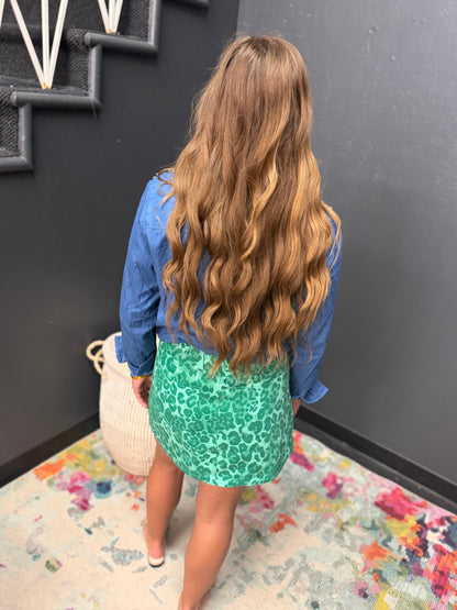 Green Leopard Skort