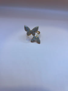 Crystal Adjustable Butterfly Ring (Silver and Gold!)