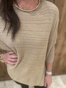 Tan Sweater Fit High Low Top
