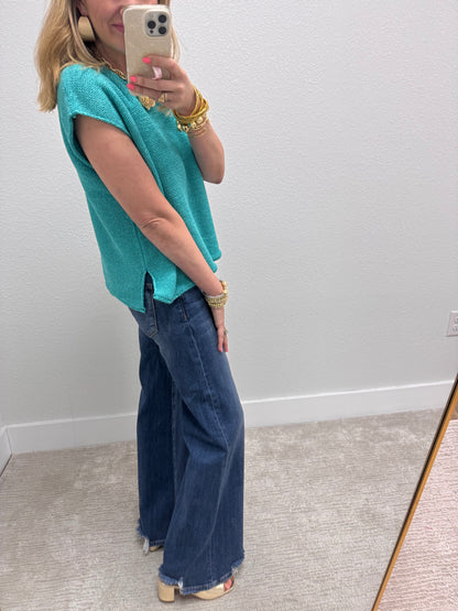 Turquoise Knit Sweater Tank