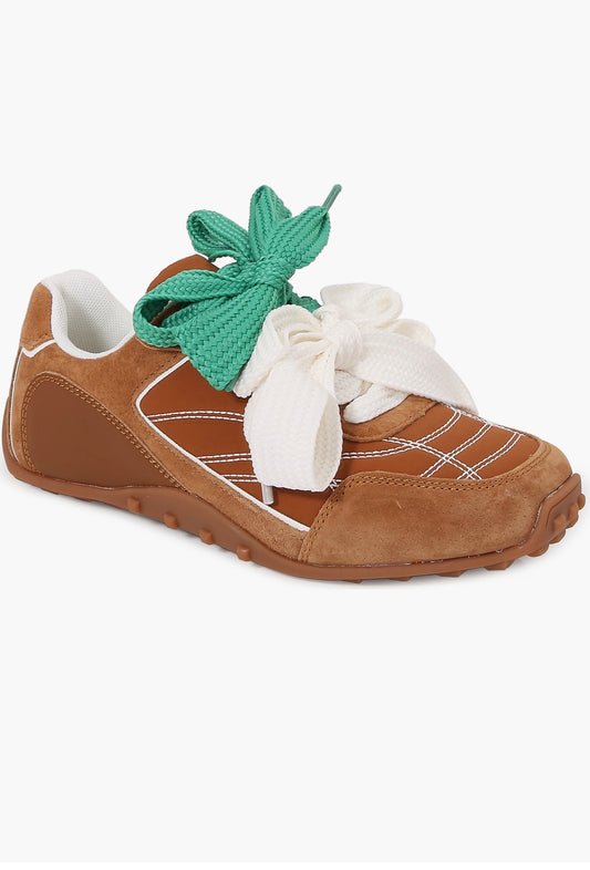Brown Double Tie Suede Sneakers