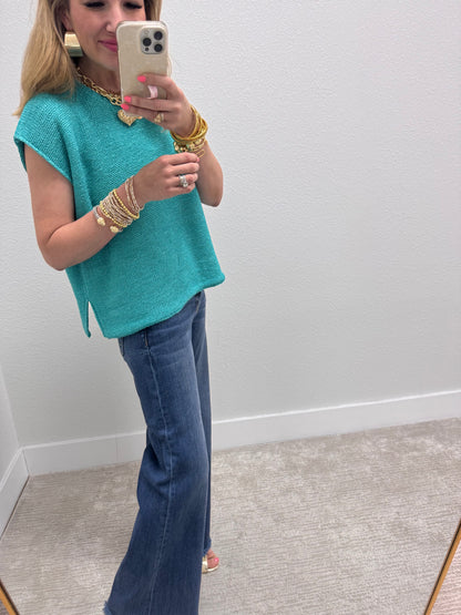 Turquoise Knit Sweater Tank
