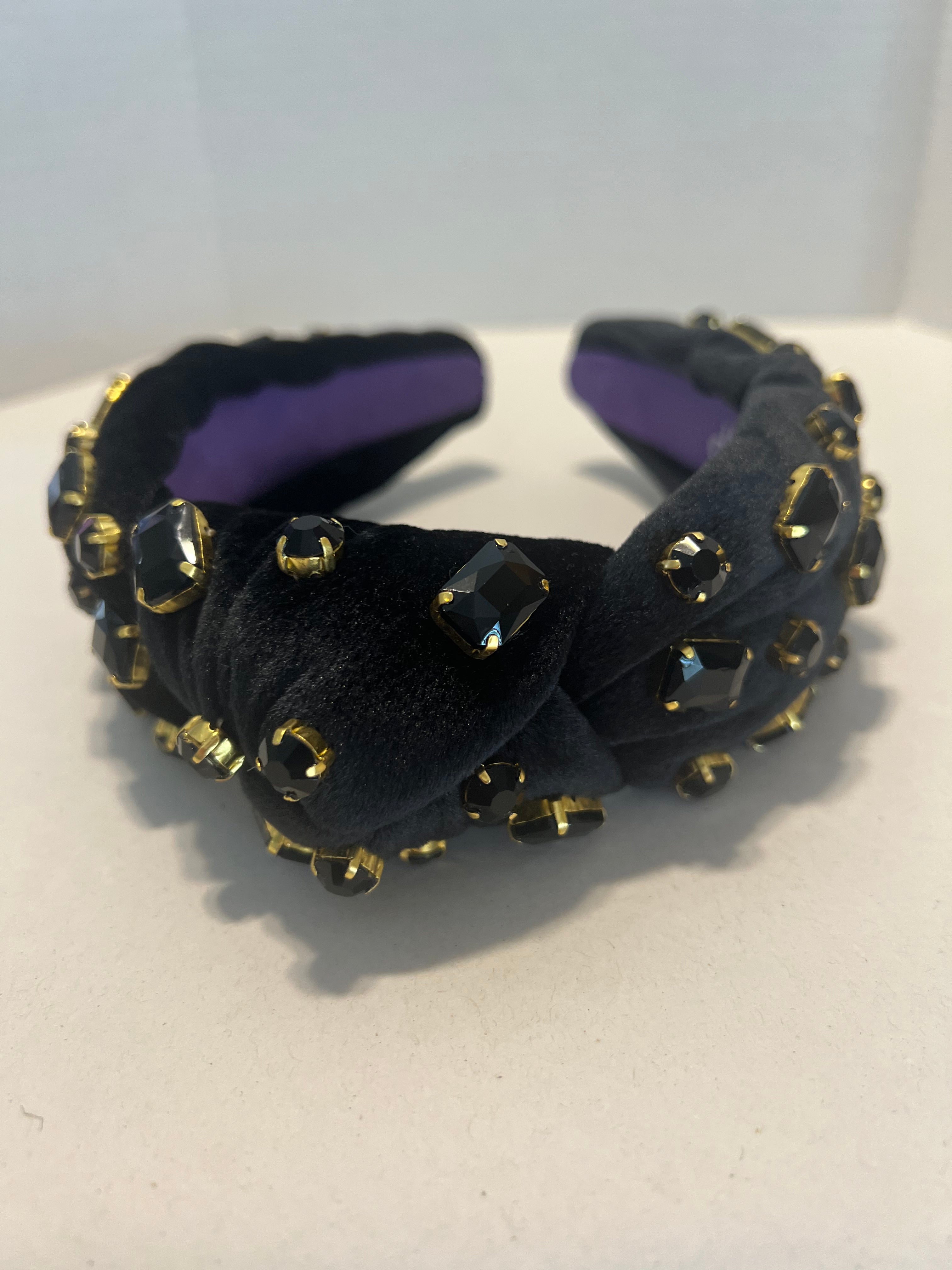 Luxury Black Jeweled Headband