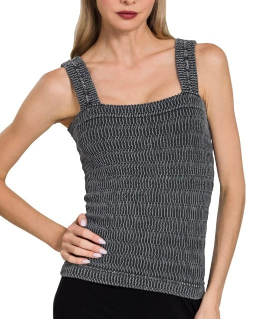 Black Seamless Wrinkle Tank