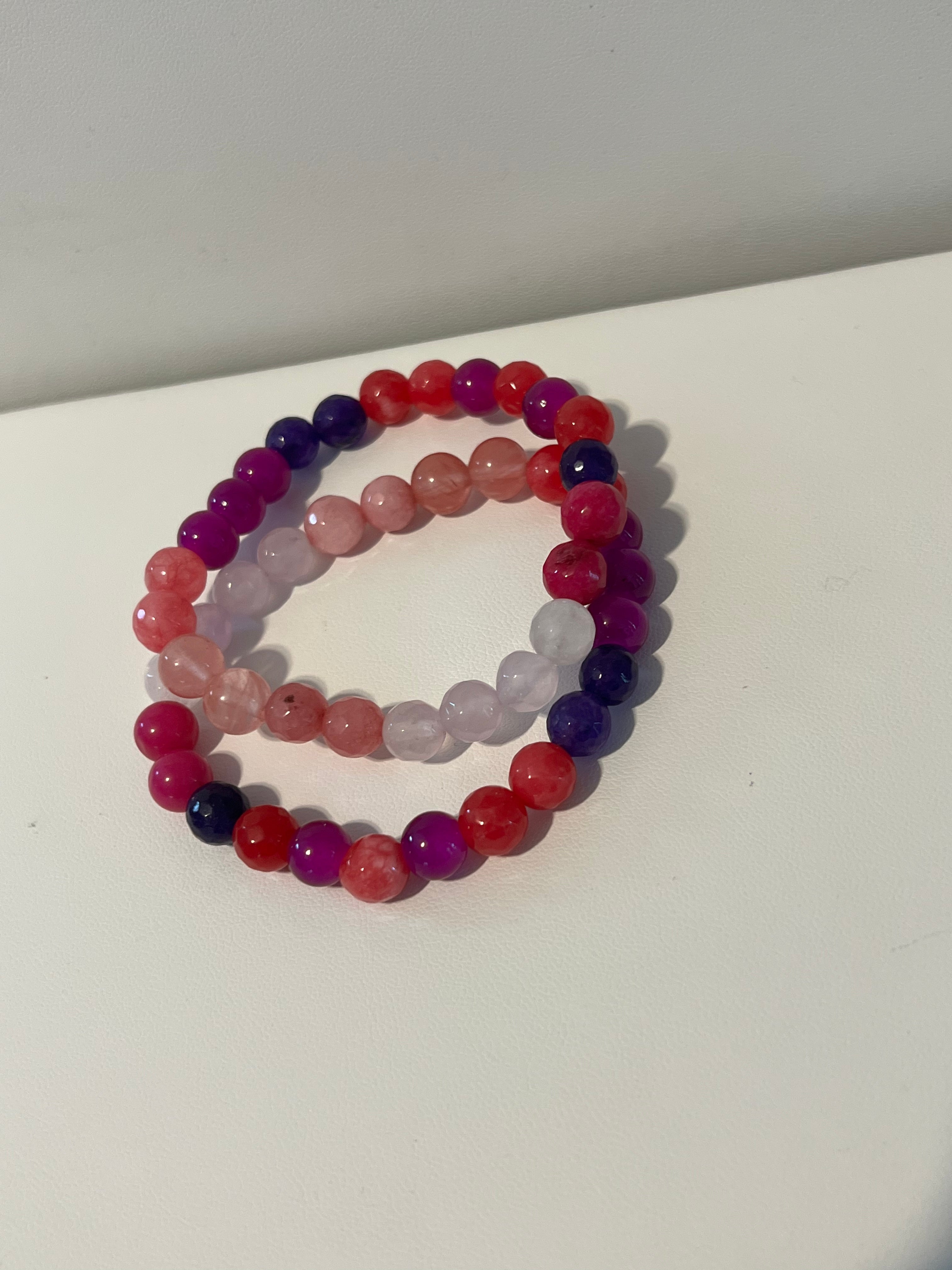 Pink/Purple Bead Bracelet Set