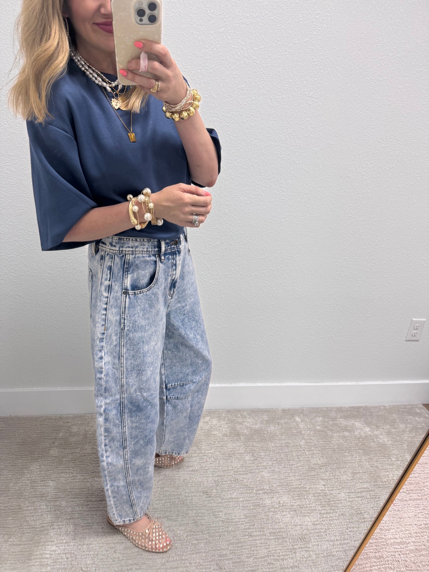Mineral Washed Barrel Jeans