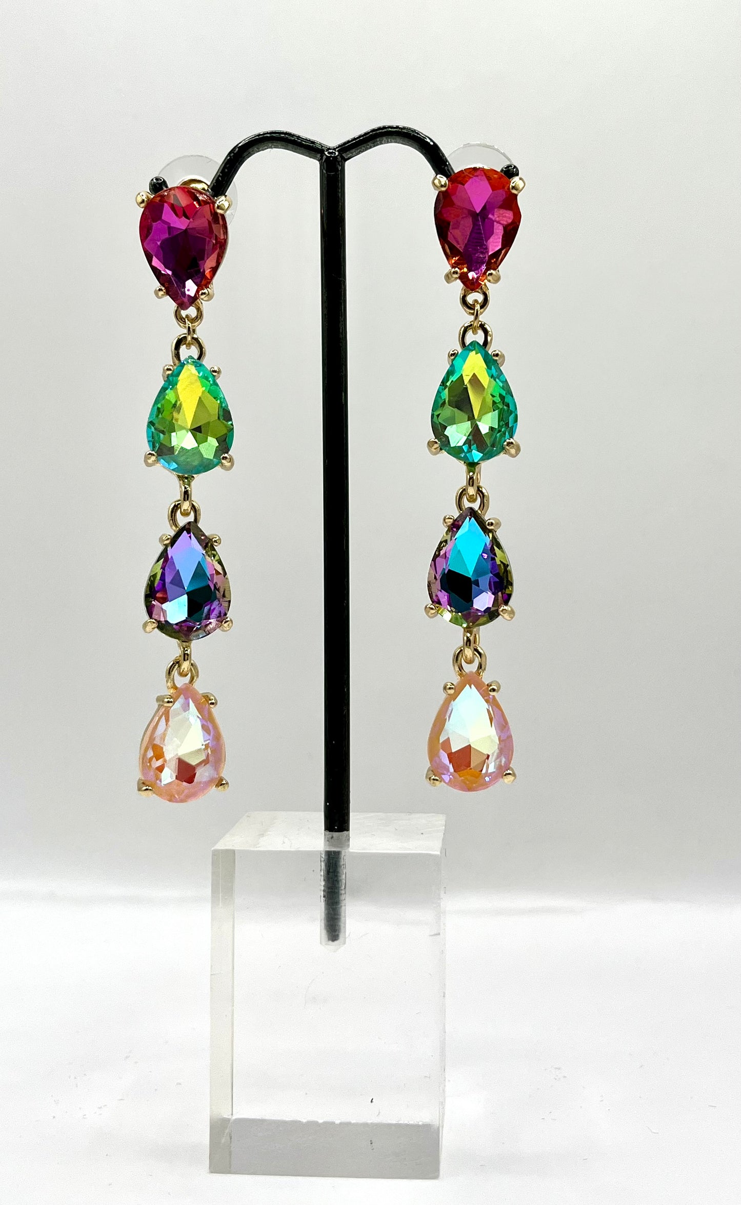 Crystal Colored TearDrop Earrings