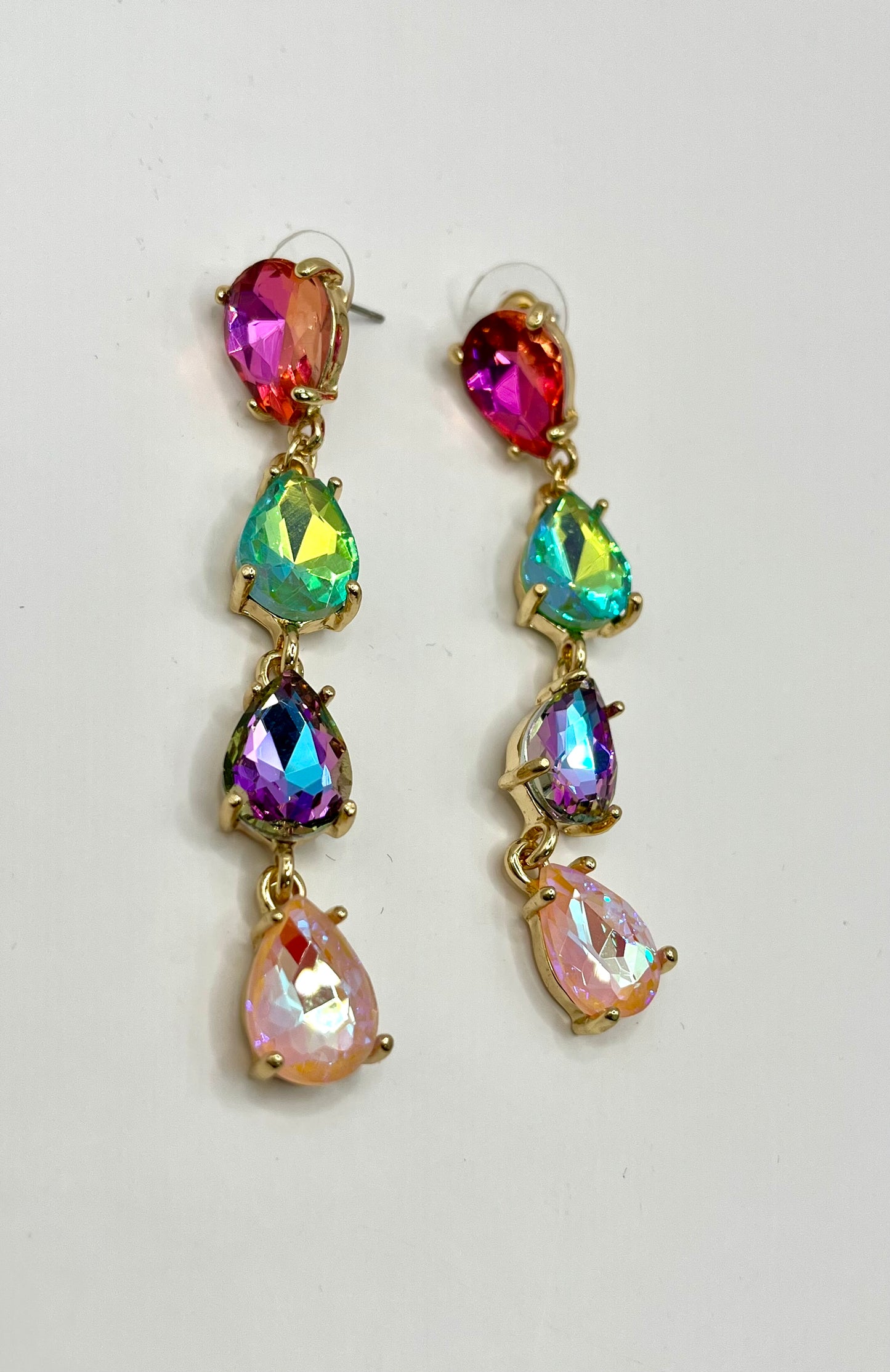 Crystal Colored TearDrop Earrings
