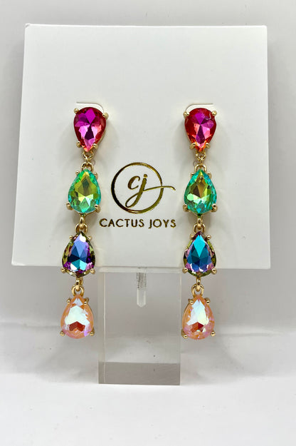 Crystal Colored TearDrop Earrings