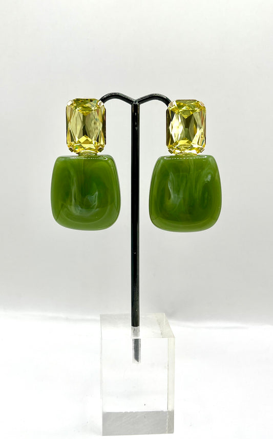Olive Trapezoid Earrings