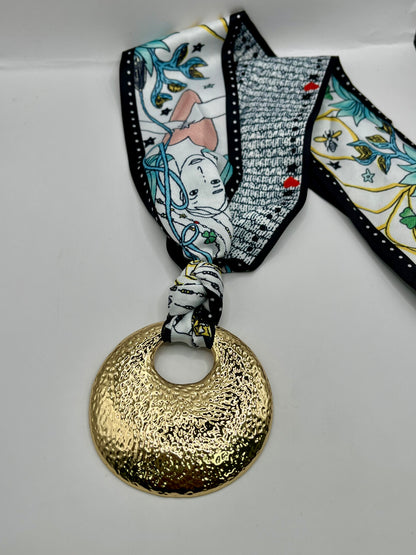 Textured Round Scarf Necklace