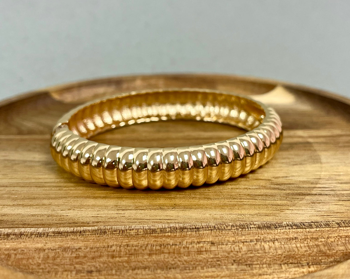 Open Hinge Cuff Bracelet Gold