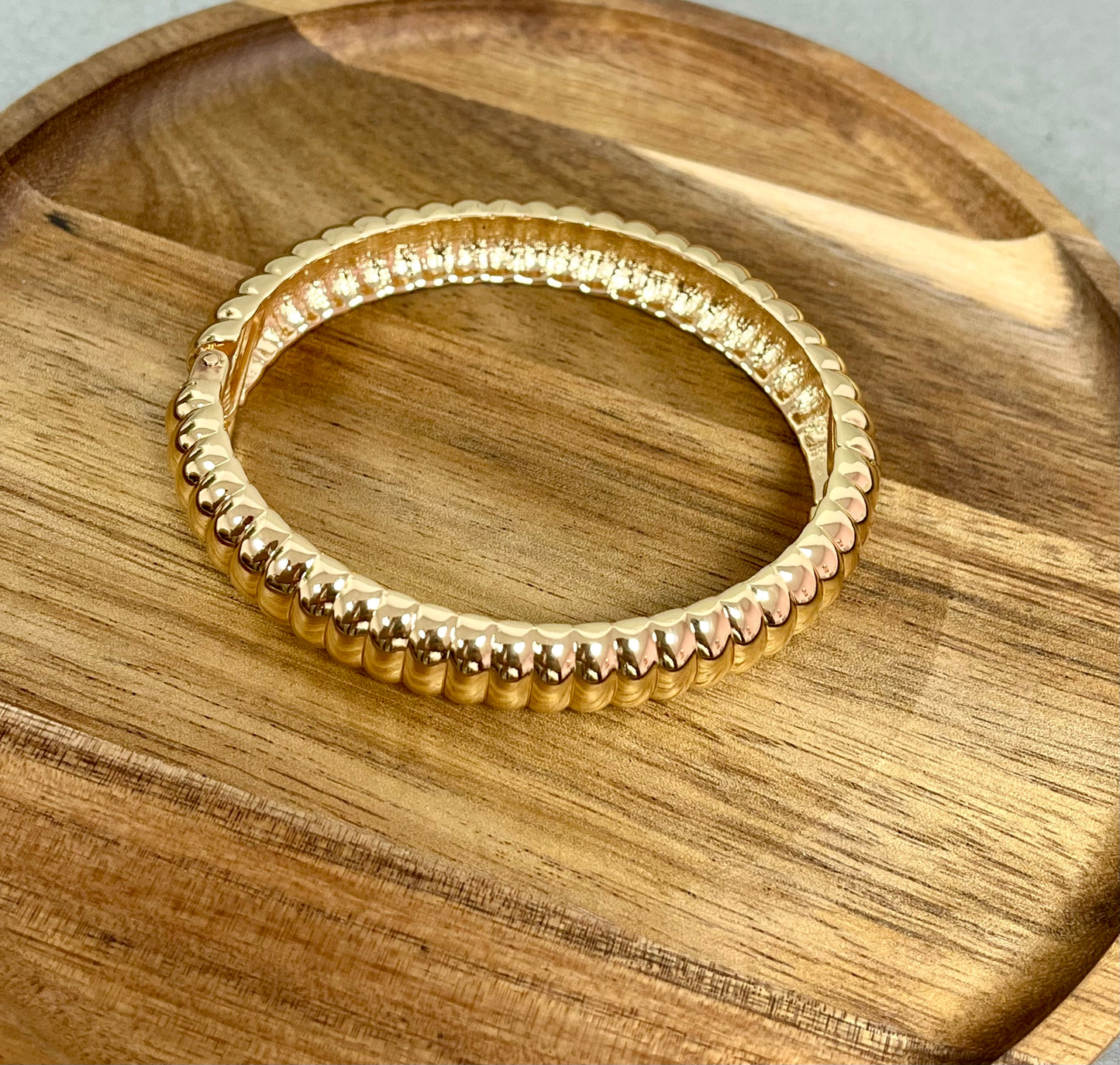 Open Hinge Cuff Bracelet Gold