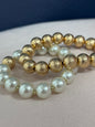 Set of 2 Gold and Pearl Ball Bracelets