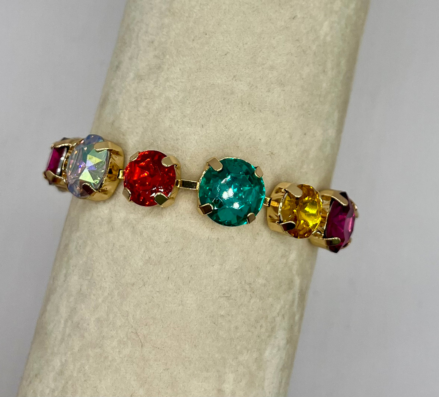 Crystal Dark Multi Stone with Magnetic Closure Bracelet