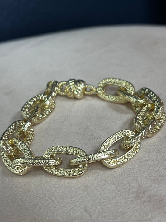 Gold Textured Magnetic Bracelet Matte Gold