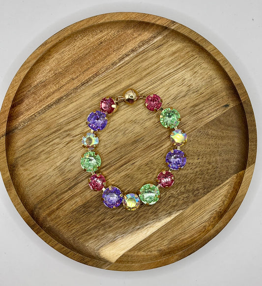 Crystal Light Multi Stone with Magnetic Closure Bracelet