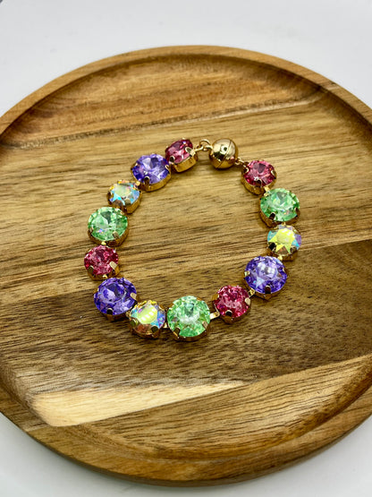 Crystal Light Multi Stone with Magnetic Closure Bracelet
