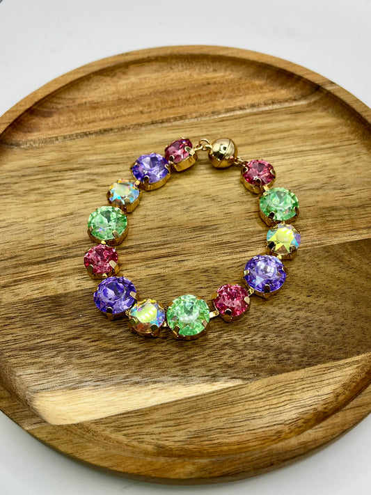 Crystal Light Multi Stone with Magnetic Closure Bracelet