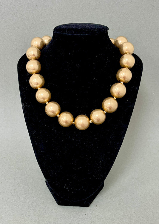 Soft Finish Large Gold Bead Magnetic Necklace- 2 Sizes