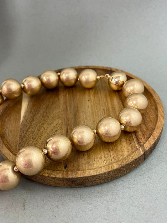 Soft Finish Large Gold Bead Magnetic Necklace- 2 Sizes