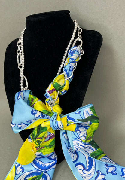 WR Beaded Chain with Open Rectangle Layered Multi Way Necklace- 2 Colors