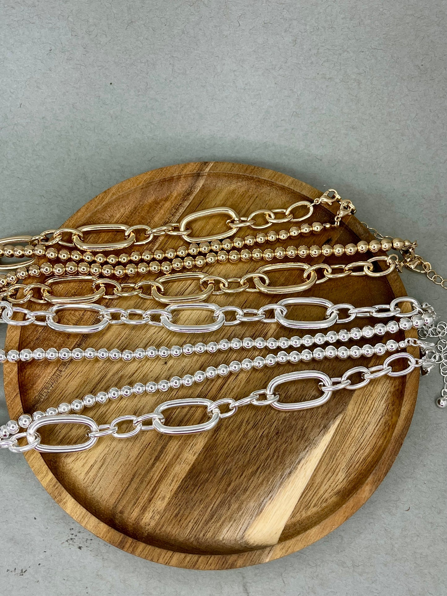 WR Beaded Chain with Open Rectangle Layered Multi Way Necklace- 2 Colors