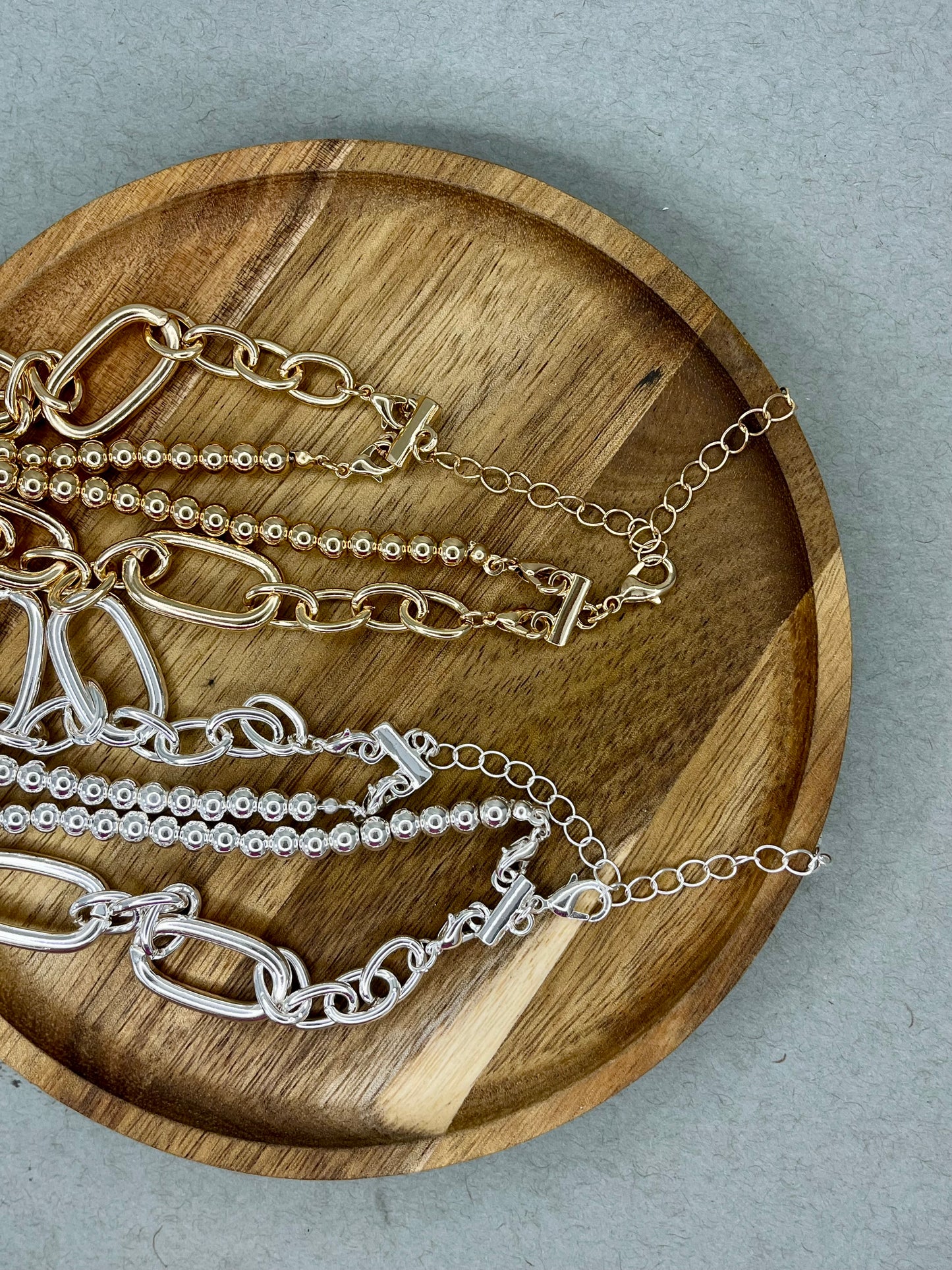 WR Beaded Chain with Open Rectangle Layered Multi Way Necklace- 2 Colors