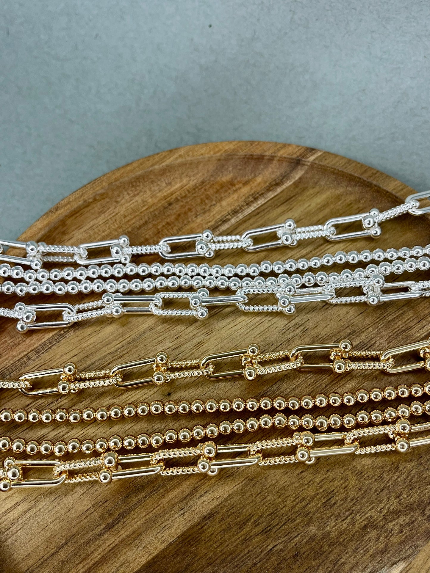 4 WR Double Layered Beaded with Horse Bit Chain Multi Way Necklace- 2 Colors