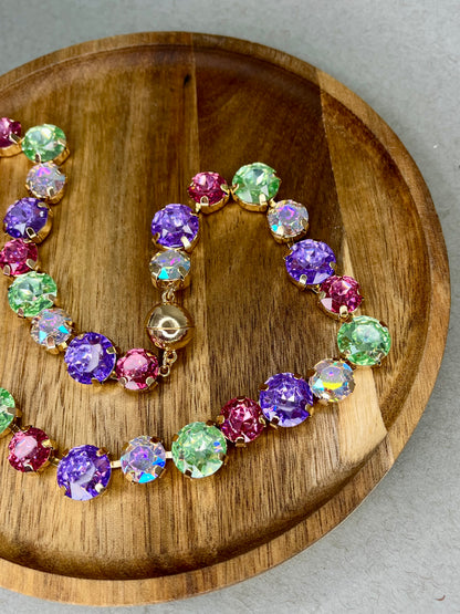 Light Multi Crystal Stone Magnetic Necklace