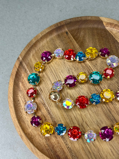 Dark Multi Crystal Stone Magnetic Necklace