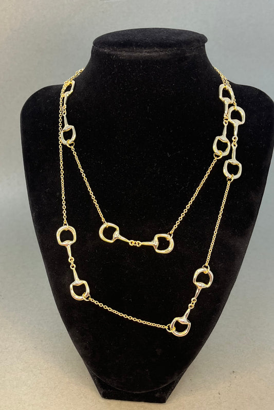 Gold Long Horsebit Necklace
