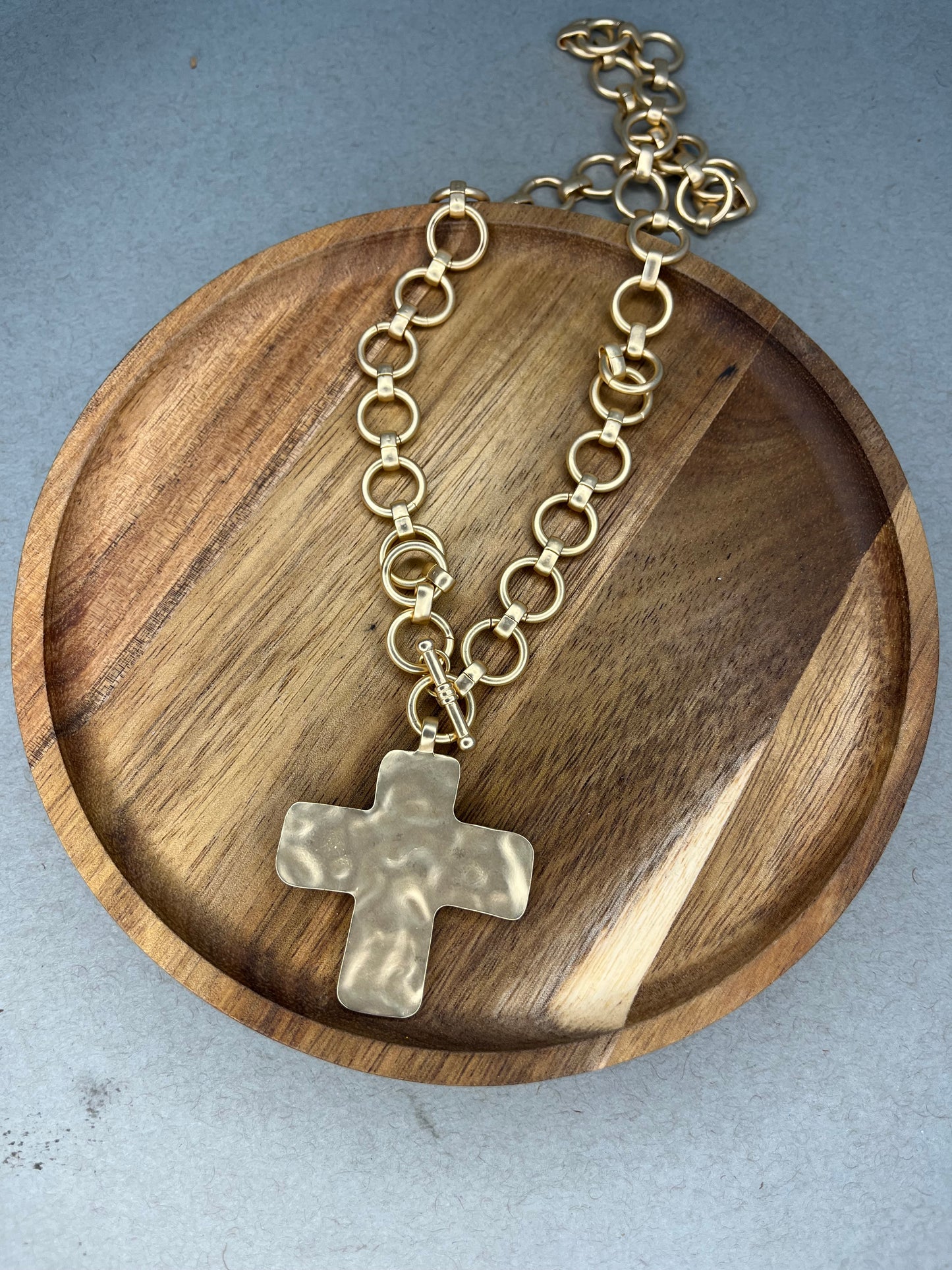 Link Cross Necklace Gold