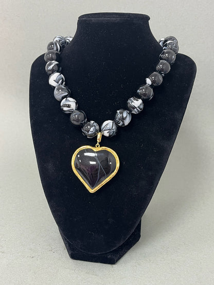 Bead Magnetic Bead Necklace With Removable Heart Charm