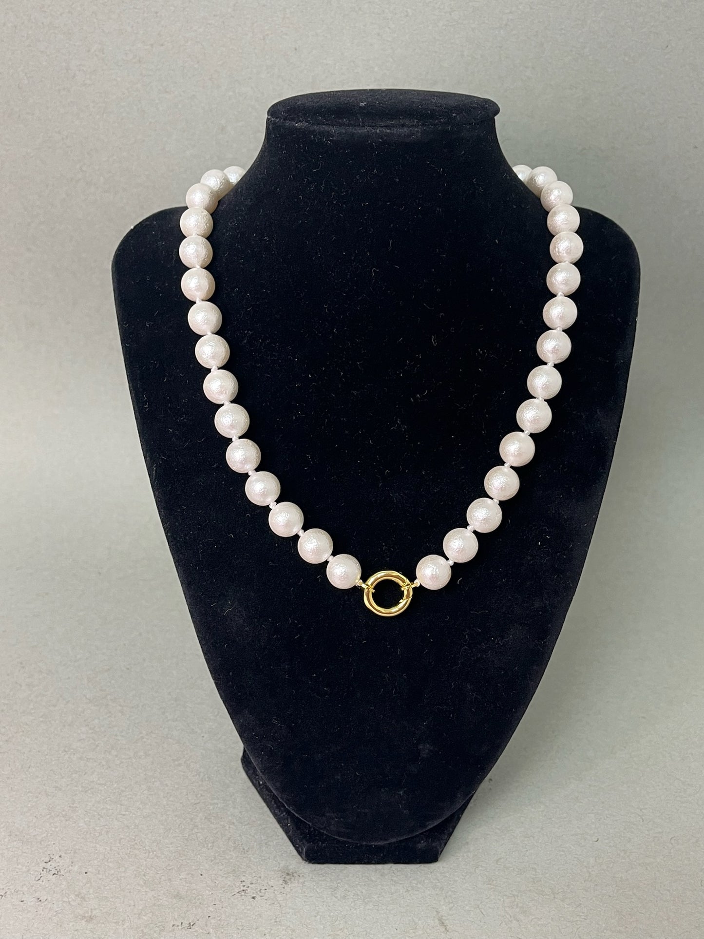 White Magnetic Bead Necklace With Removable Flower Charm