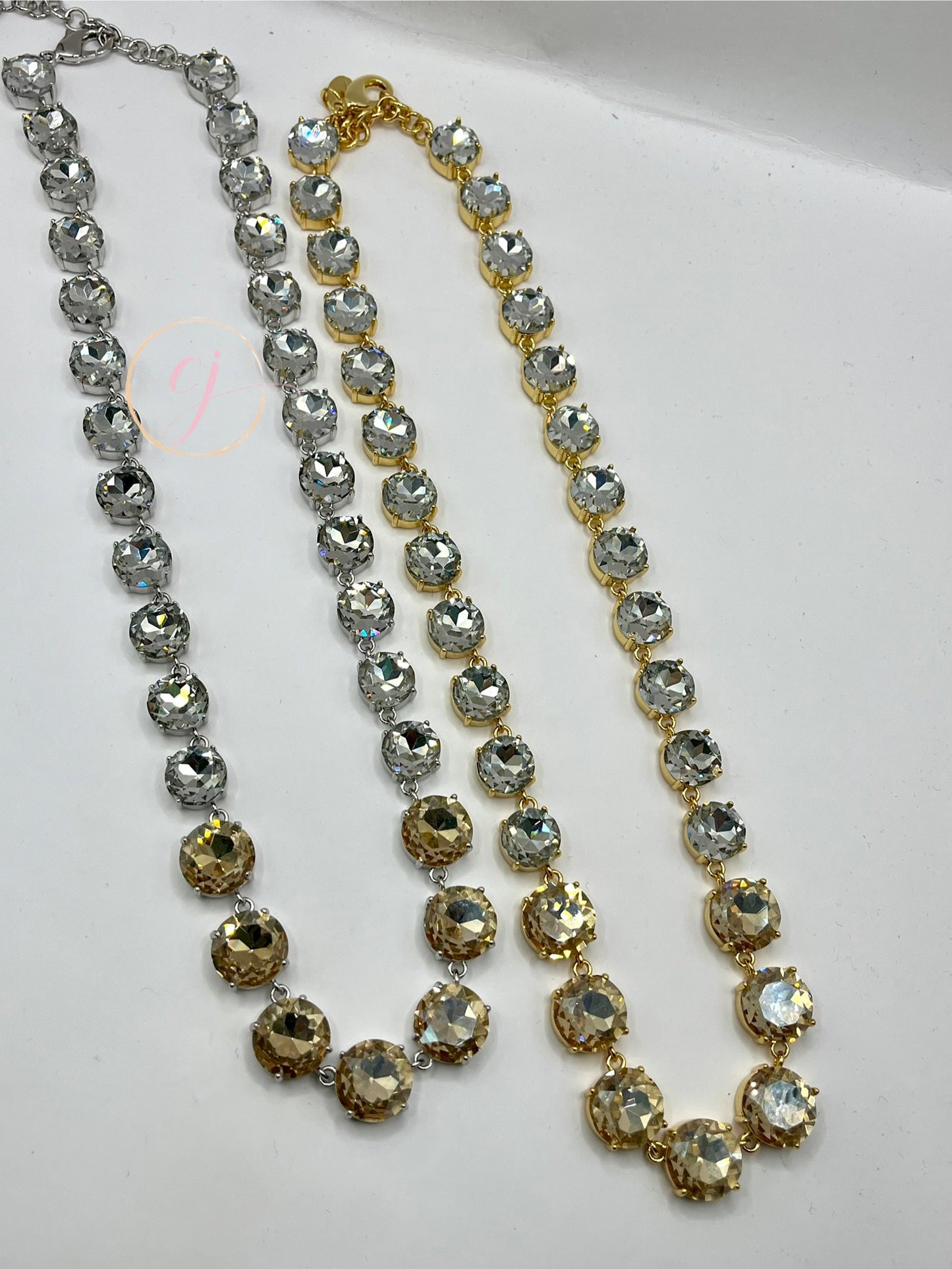Luxe Two-Tone Crystal Necklace (Silver & Gold)