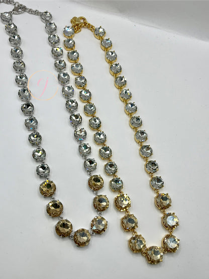 Luxe Two-Tone Crystal Necklace (Silver & Gold)