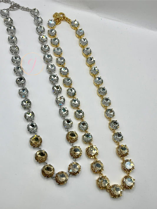 Luxe Two-Tone Crystal Necklace (Silver & Gold)