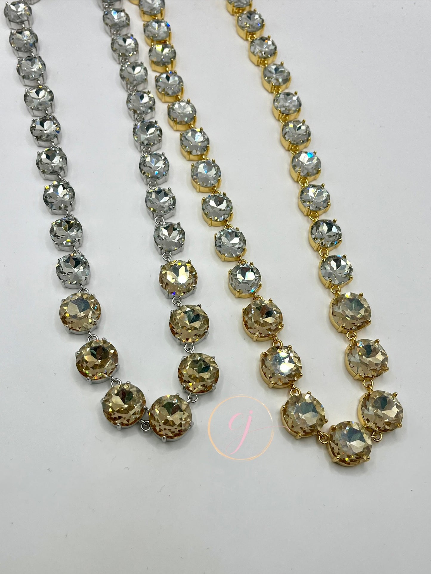 Luxe Two-Tone Crystal Necklace (Silver & Gold)