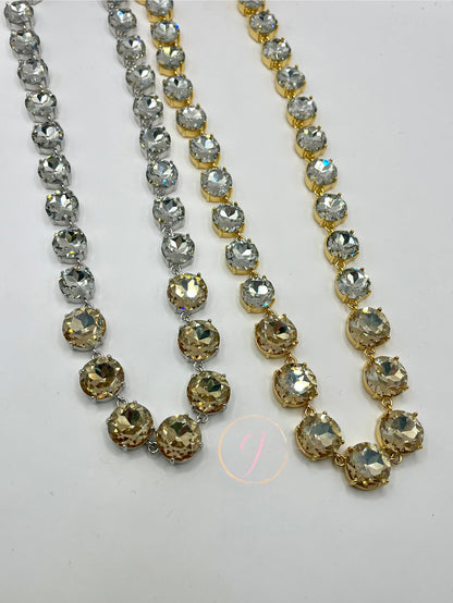 Luxe Two-Tone Crystal Necklace (Silver & Gold)