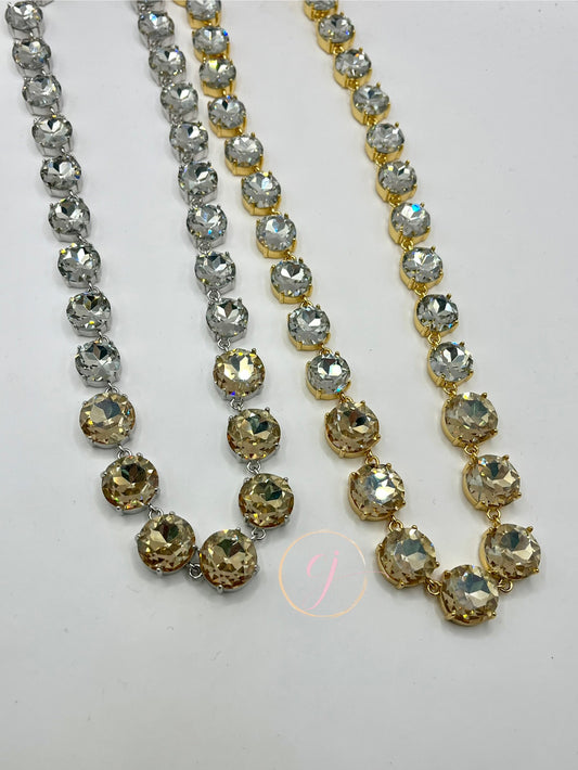 Luxe Two-Tone Crystal Necklace (Silver & Gold)