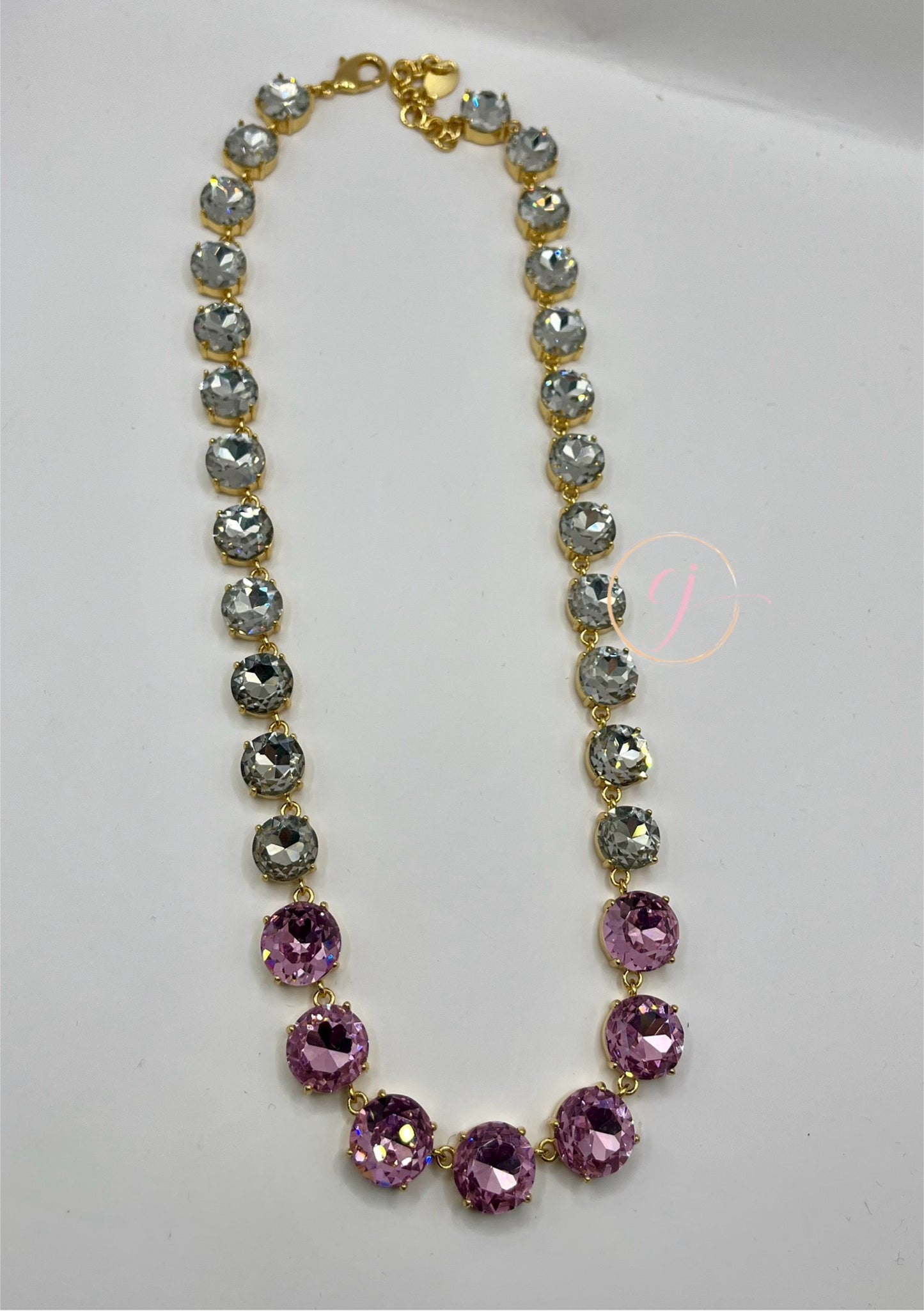 Luxe Pink & Clear Crystal Necklace