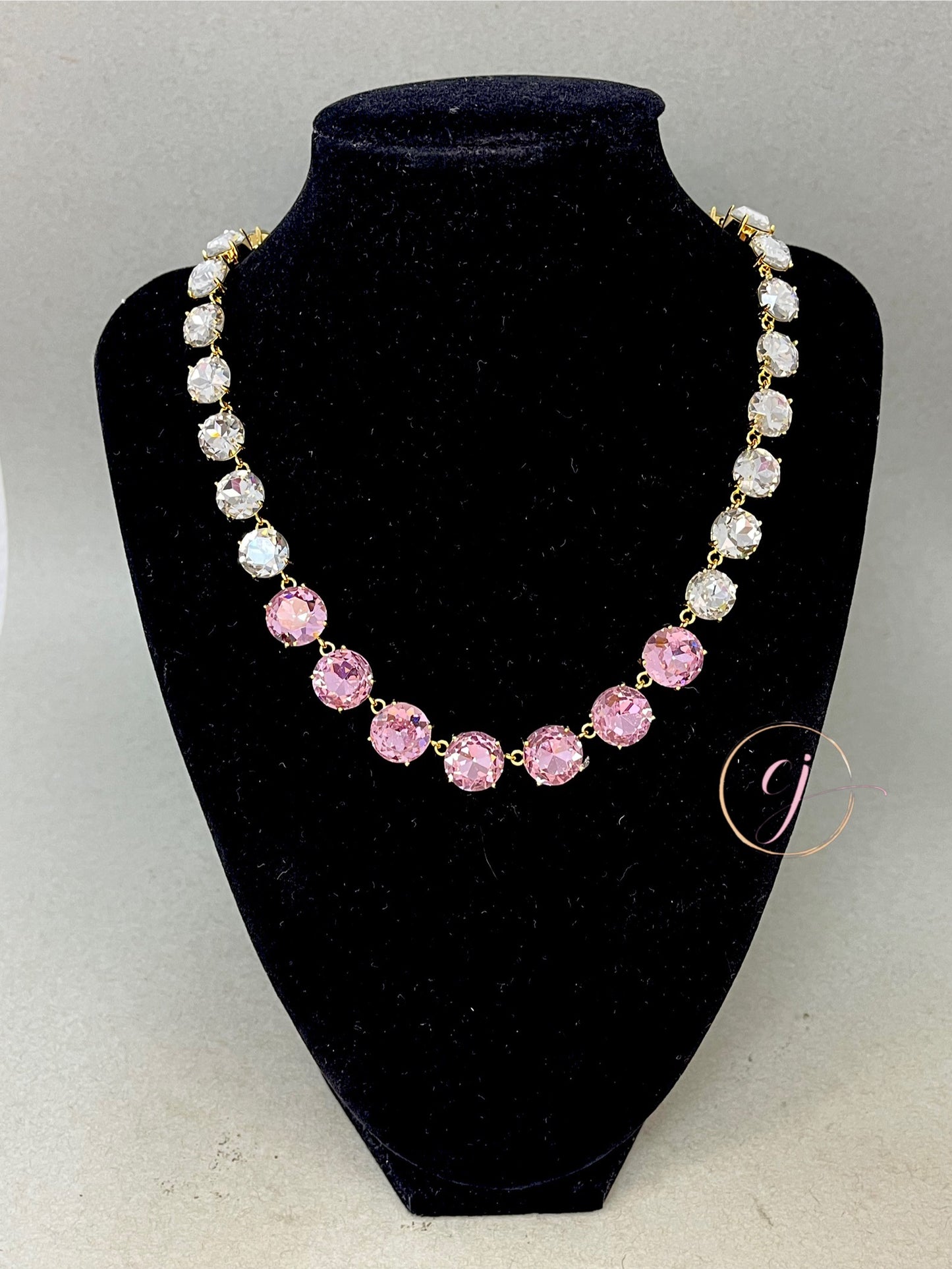 Luxe Pink & Clear Crystal Necklace