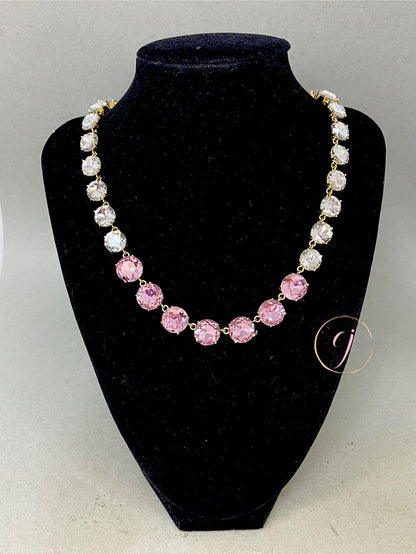 Luxe Pink & Clear Crystal Necklace