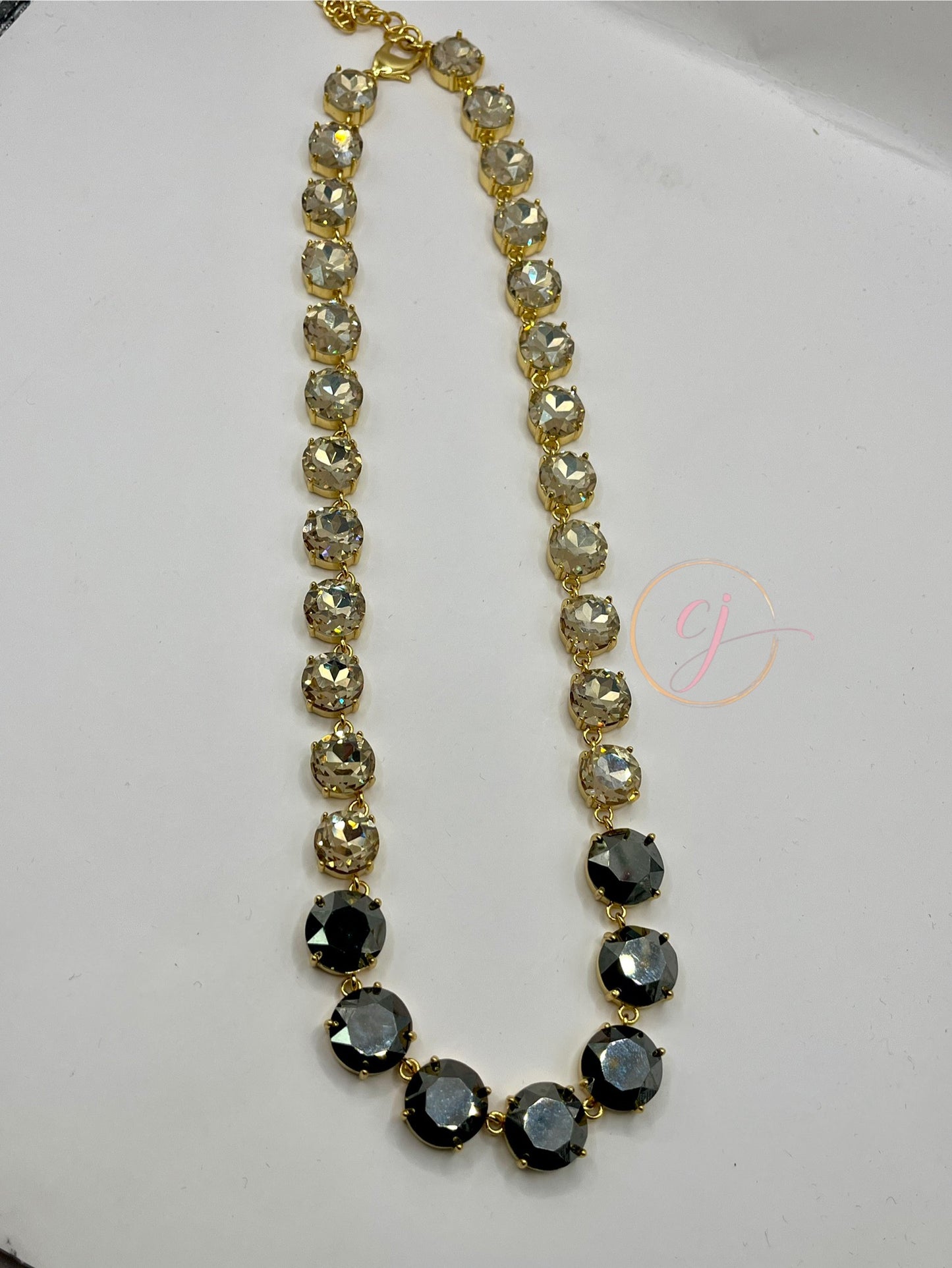 Luxe Silver & Gold & Colored Crystal Necklace