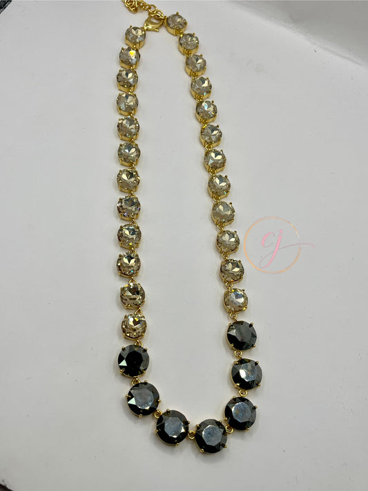 Luxe Silver & Gold & Colored Crystal Necklace