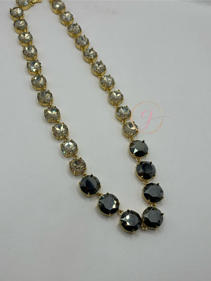 Luxe Silver & Gold & Colored Crystal Necklace