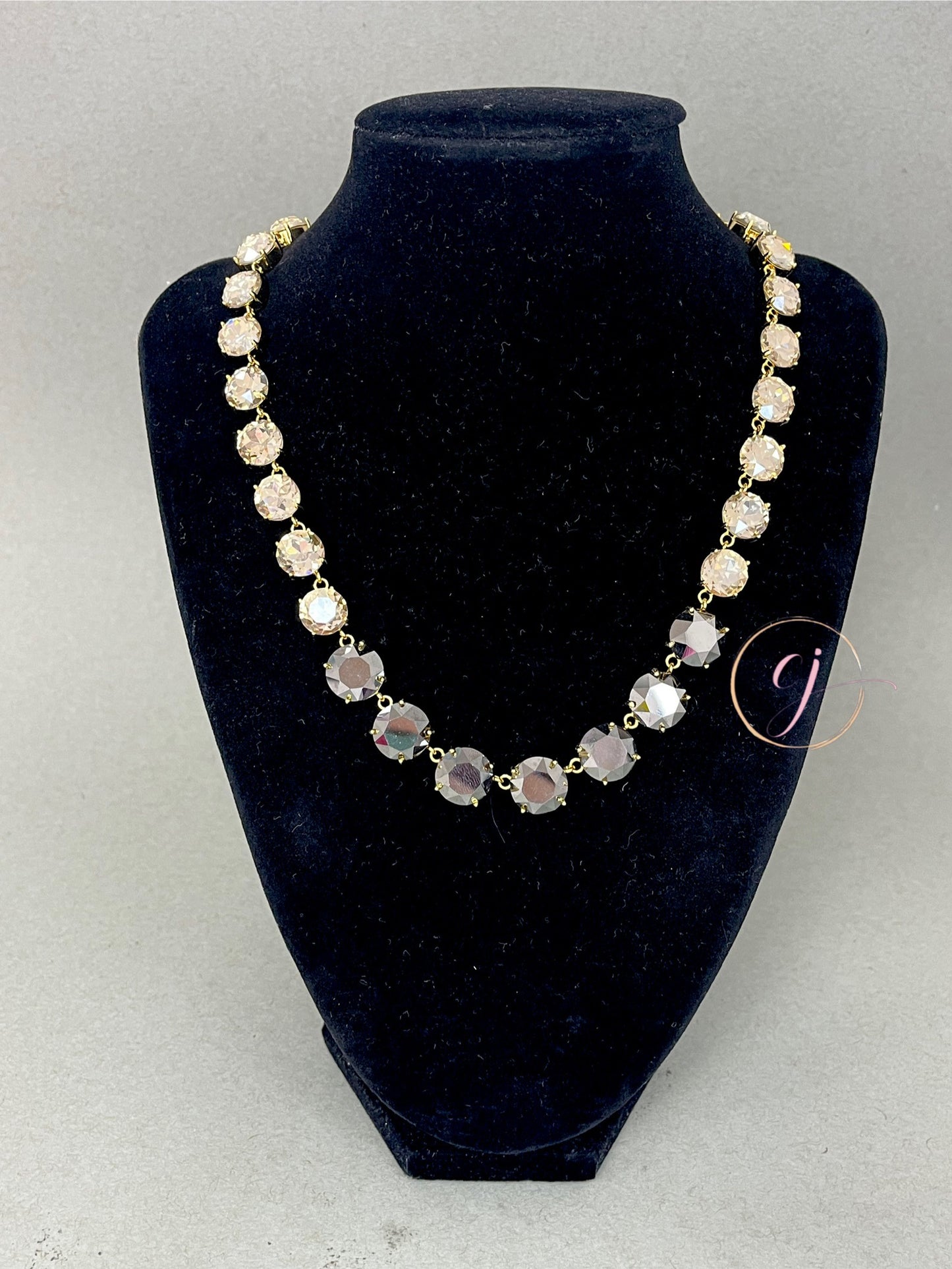 Luxe Silver & Gold & Colored Crystal Necklace